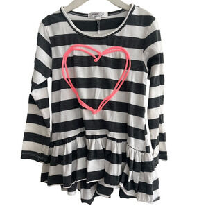 Joah Love striped top with pink heart . Size 5